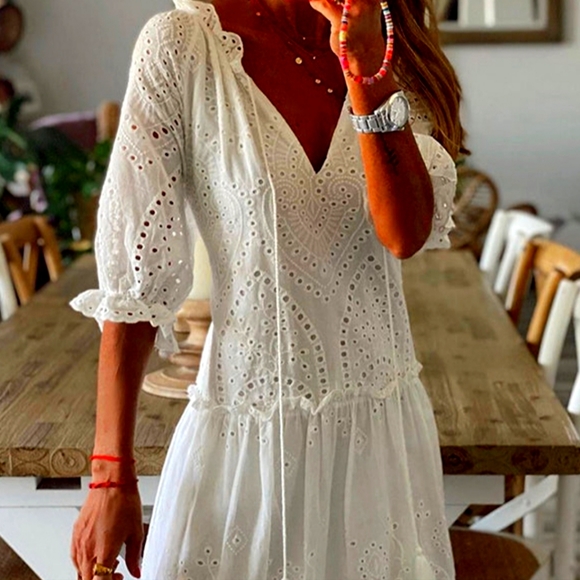 Cupshe Dresses Nwt Cupshe White Eyelet Dress Poshmark